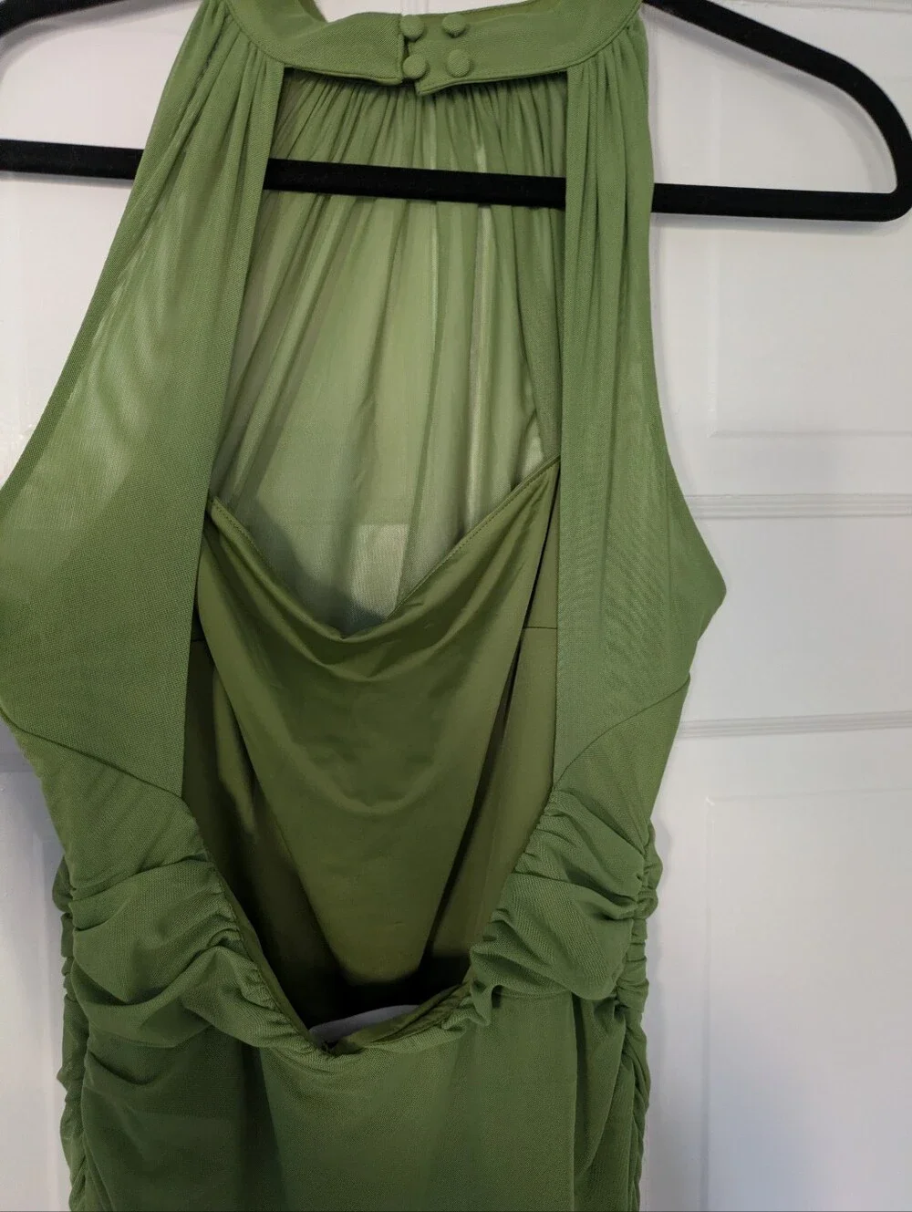 Abercrombie Sheer High Neck Maxi Dress Kiwi Green Size M